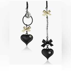 Betsy Johnson black heart and Bow earrings.